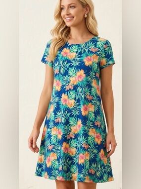Allison Britney, tropical, short sleeve size large dress